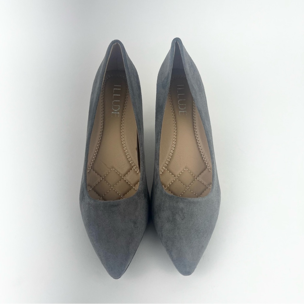 Grey Suede Pointed Toe Stiletto Heels